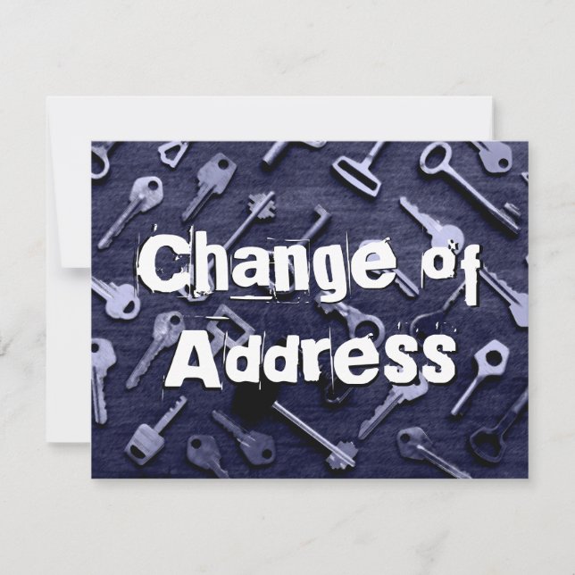Distressed Change of Address Dark Purple Keys Card (Front)