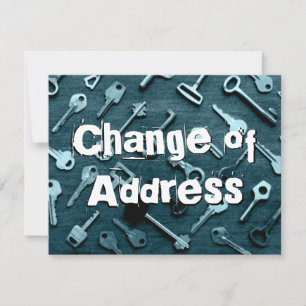 Distressed Change of Address Dark Teal Keys Card
