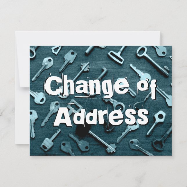 Distressed Change of Address Dark Teal Keys Card (Front)