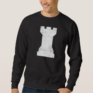 Distressed Chess Piece White Rook White Chess Cast Sweatshirt