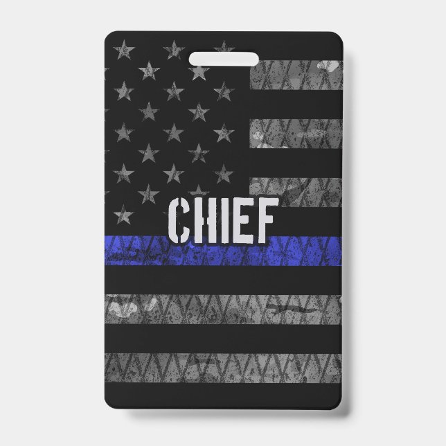 Distressed Chief Police Flag ID Badge (Front)