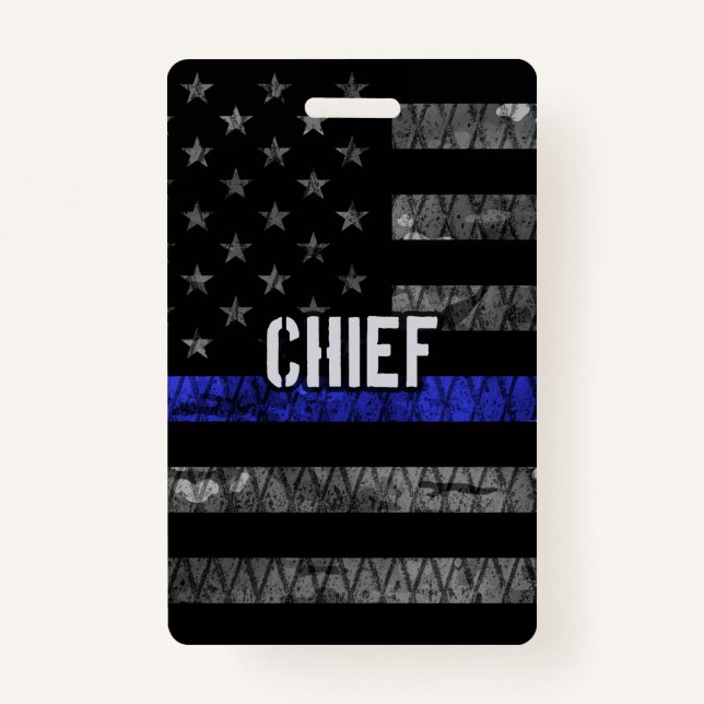Distressed Chief Police Flag ID Badge (Front)