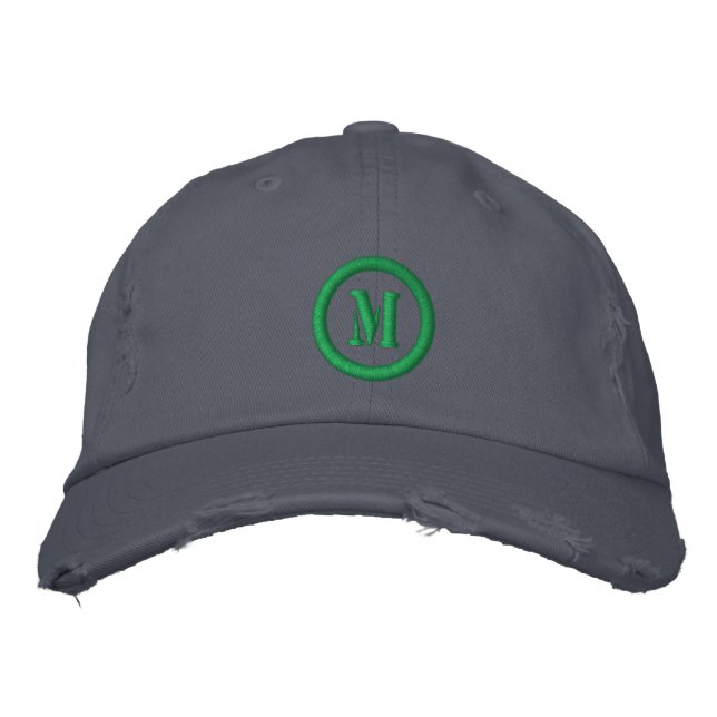 Distressed Chino Twill Cap With Monogram Template (Front)