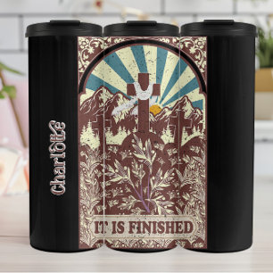 Distressed Christian It Is Finished Cross Thermal Tumbler
