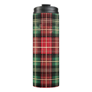 DISTRESSED CHRISTMAS RED & GREEN PLAIDS THERMAL TUMBLER