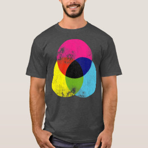 Distressed CMYK Graphic Artist Colour Wheel T-Shirt