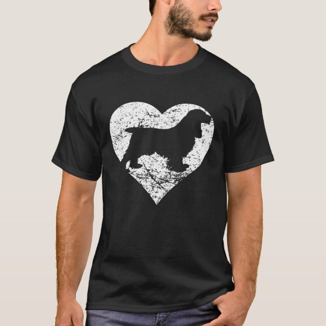 Distressed Cocker Spaniel Heart Dog Owner Graphic T-Shirt (Front)
