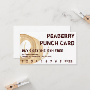 Distressed Coffee Stain Drink Punchcard Loyalty Card