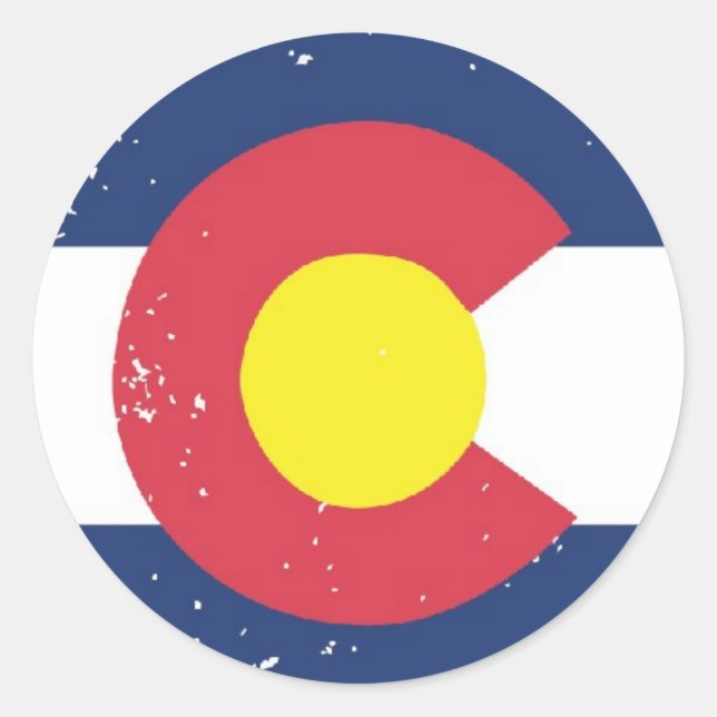 Distressed Colorado Flag Classic Round Sticker (Front)