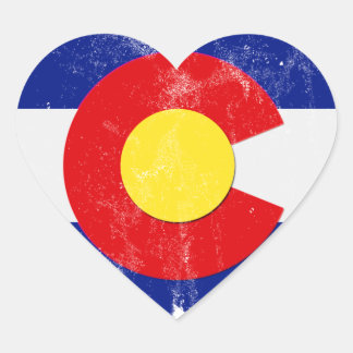 Distressed Colorado Flag Heart Sticker