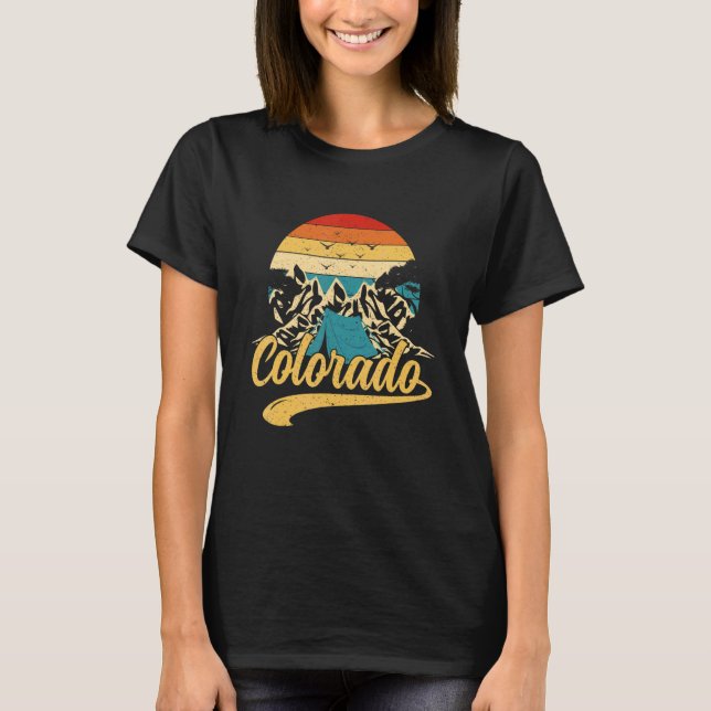 Distressed Colorado Flag Rocky Mountains T-Shirt (Front)