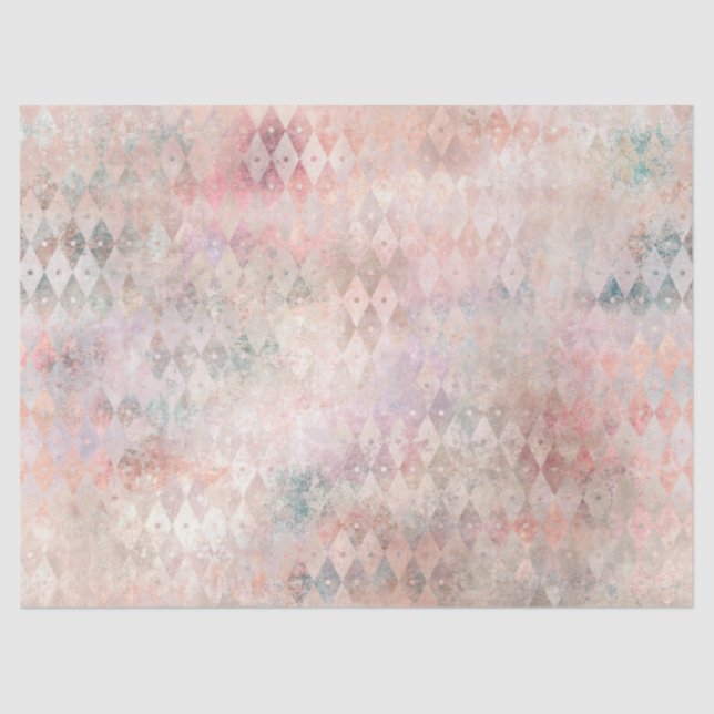 Distressed Colourful Diamond Pattern Decoupage Tissue Paper (Front)