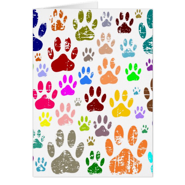 Distressed Colourful Dog Paw Prints (Front)