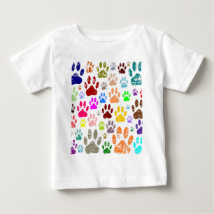 Distressed Colourful Dog Paw Prints Baby T-Shirt