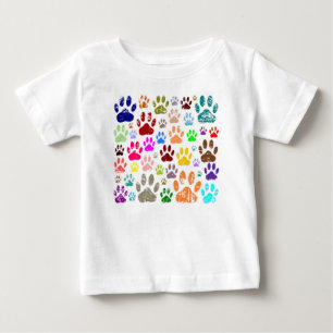 Distressed Colourful Dog Paw Prints Baby T-Shirt