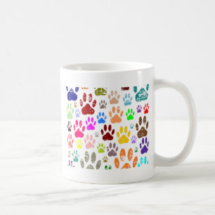 Distressed Colourful Dog Paw Prints Coffee Mug