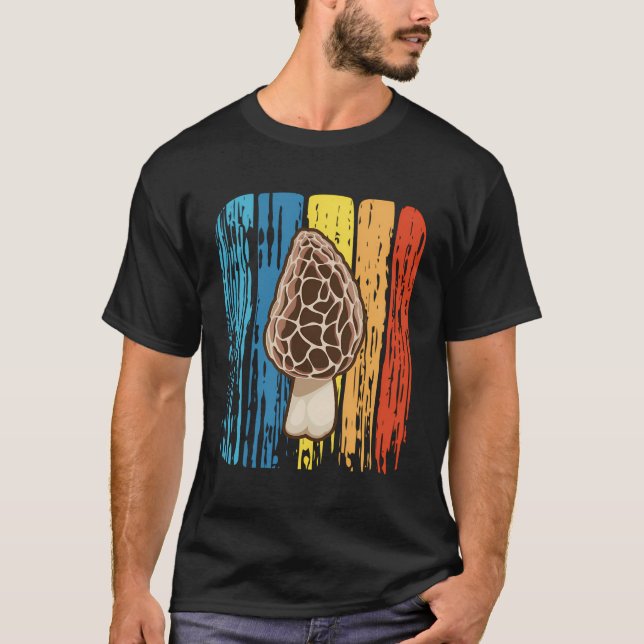 Distressed Colourful Morel Mushroom Foraging Mycol T-Shirt (Front)