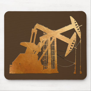 Distressed Copper Oil Pumping Unit Design Mouse Mat