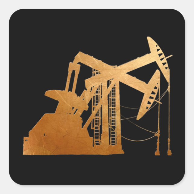 Distressed Copper Oil Pumping Unit Design Square Sticker (Front)