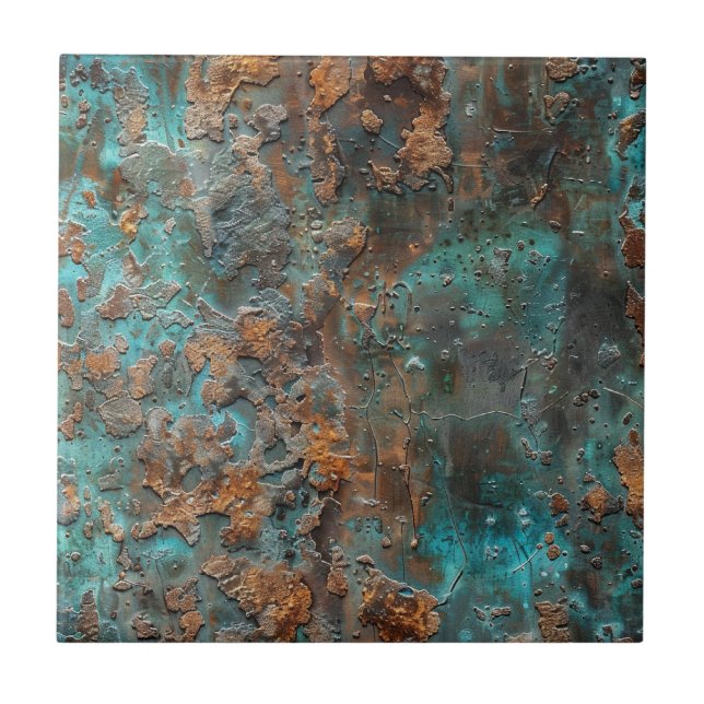 Distressed Copper Patina  Tile (Front)