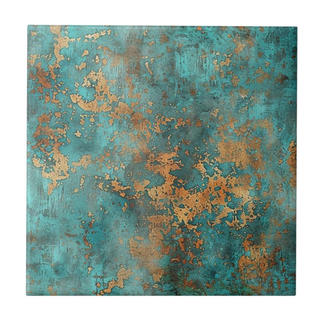 Distressed Copper Patina  Tile (Front)
