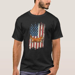 Distressed Corgi American Flag Patriotic Dog T-Shirt