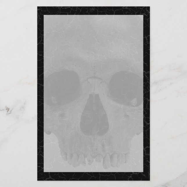 Distressed Cracked Skull Gothic Stationery (Front)
