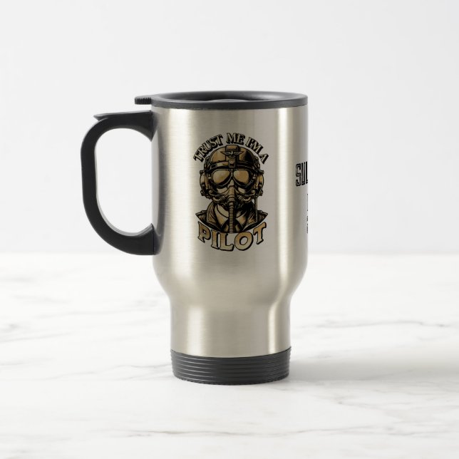 Distressed Custom Name and Date Pilot Travel Mug (Left)