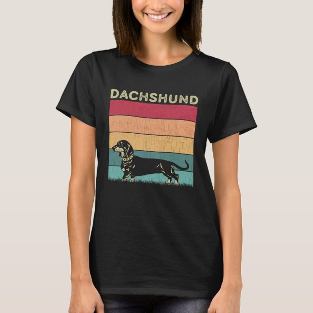 Distressed Dachshund Dog  Boys Girls Retro Style D T-Shirt (Front)