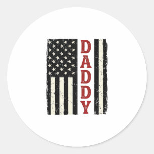 Distressed Daddy American Flag Shirt Design_1 Classic Round Sticker