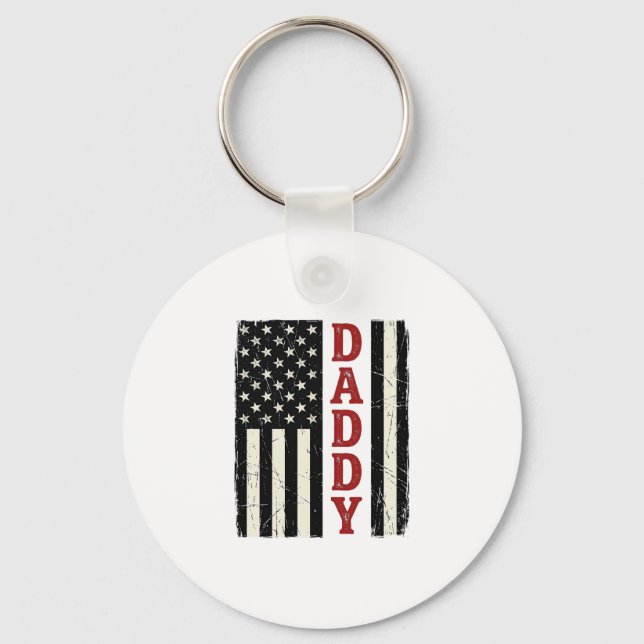 Distressed Daddy American Flag Shirt Design_1 Key Ring (Front)