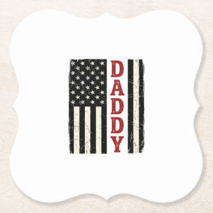 Distressed Daddy American Flag Shirt Design_1 Paper Coaster