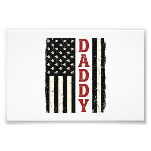 Distressed Daddy American Flag Shirt Design_1 Photo Print