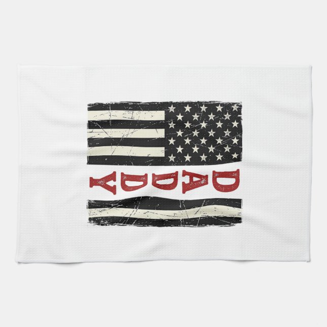 Distressed Daddy American Flag Shirt Design_1 Tea Towel (Horizontal)