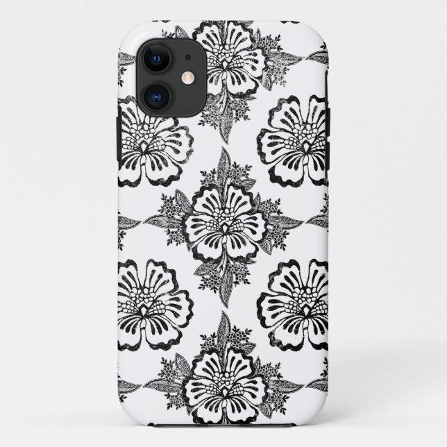 Distressed damask floral hibiscus flower pattern Case-Mate iPhone case (Back)