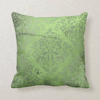 Distressed Damask Green Cushion