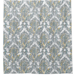 Distressed Damask Pattern Shower Curtain