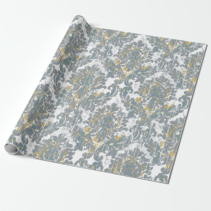 Distressed Damask Pattern Wrapping Paper