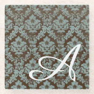 Distressed Damask Personalised Glass Coaster