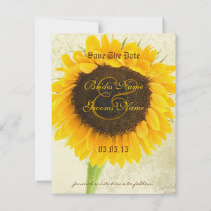 Distressed Damask Sunflower Wedding Save the Date