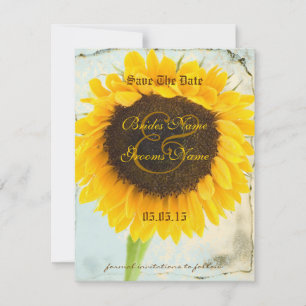 Distressed Damask Sunflower Wedding Save the Date
