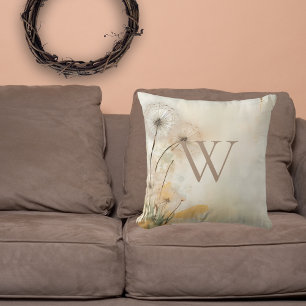 Distressed Dandelions Monogram Cushion