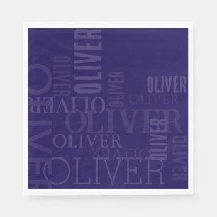 Distressed Dark-Blue Cool Typography Napkin