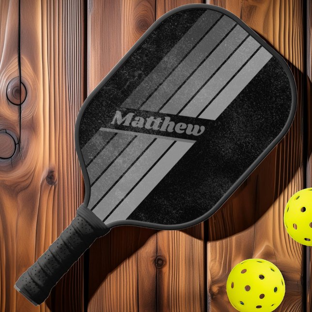 Distressed Dark Gradient Rainbow Grey with Name Pickleball Paddle (Creator Uploaded)