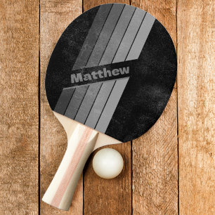 Distressed Dark Gradient Rainbow Grey with Name Ping Pong Paddle