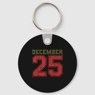 Distressed December 25 Vintage Christmas Holiday G Key Ring
