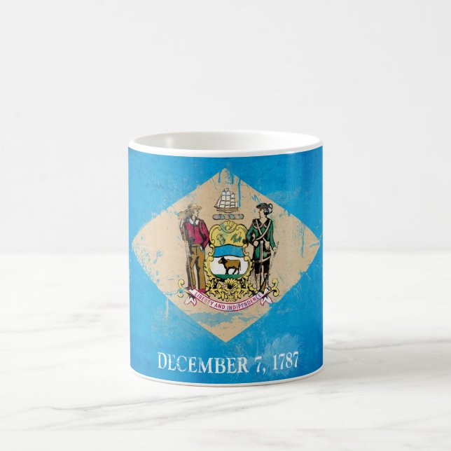 Distressed Delaware Flag Coffee Mug (Center)