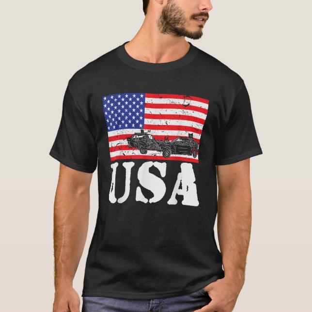Distressed Demolition Derby USA American Flag Vint T-Shirt (Front)