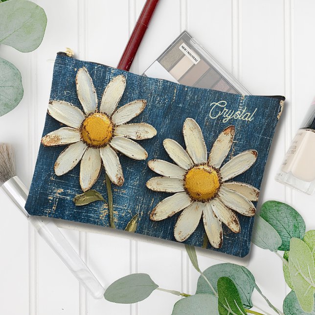 Distressed Denim and Daisy   Accessory Pouch (Creator Uploaded)