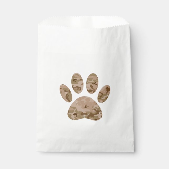 Distressed Desert Camo Dog Paw Print Favour Bags (Front)